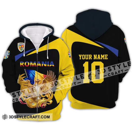 Unisex Shirt - Custom Name And Number Shirt, Romania National Team Euro 2024 style option 3