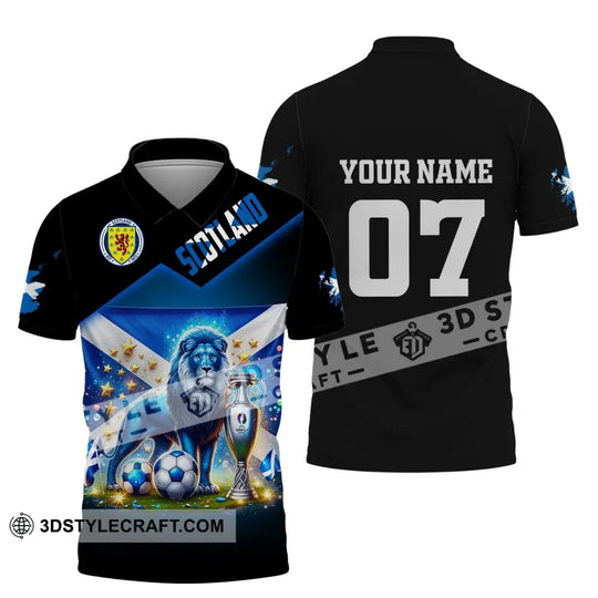 Unisex Shirt, Custom Name and Number Scotland Football Shirt, Euro 2024 Shirt, Scotland Football Polo Long Sleeve Shirt style option 4