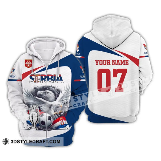 Unisex Shirt, Custom Name and Number Serbia Football Polo Shirt, Euro 2024 Serbia Football Hoodie Long Sleeve style option 4