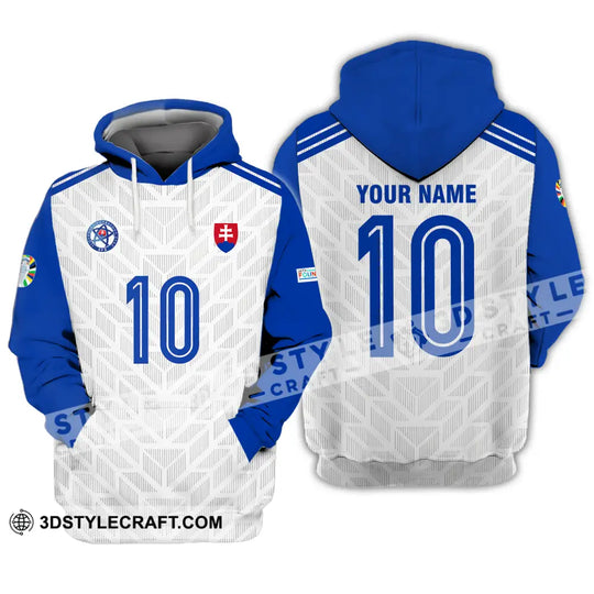 Unisex Shirt - Custom Name And Number Shirt, Slovakia National Team White And Blue Euro 2024 style option 4