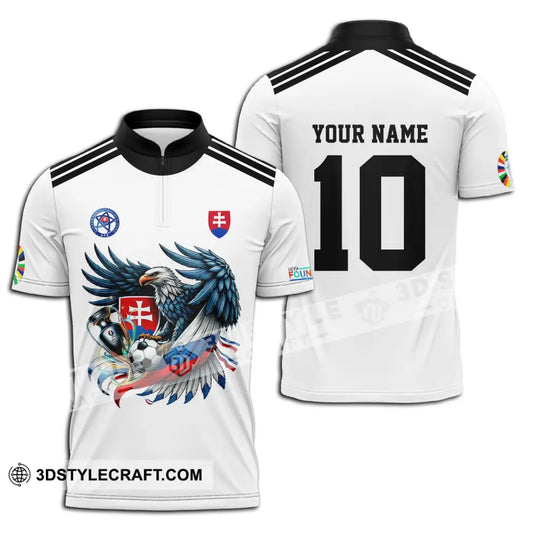 Unisex Shirt - Custom Name And Number Shirt, Slovakia National Team White Euro 2024 style option 3