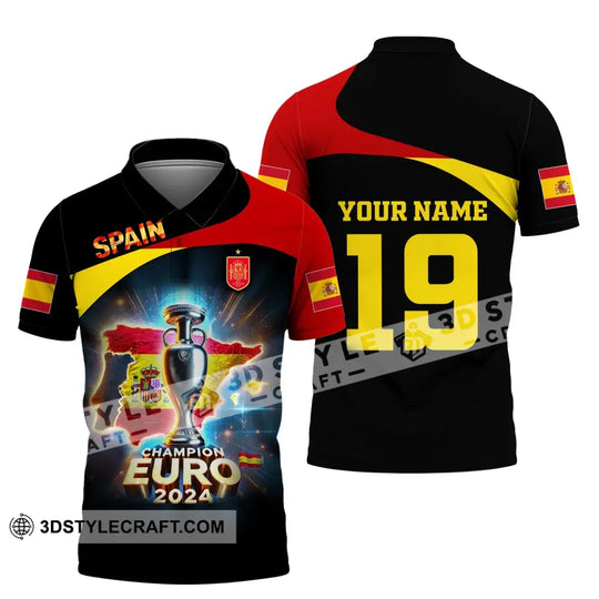 Unisex Shirt, Custom Name and Number Spain Football Shirt, Euro 2024 Shirt, Spain Football Polo Long Sleeve style option 4
