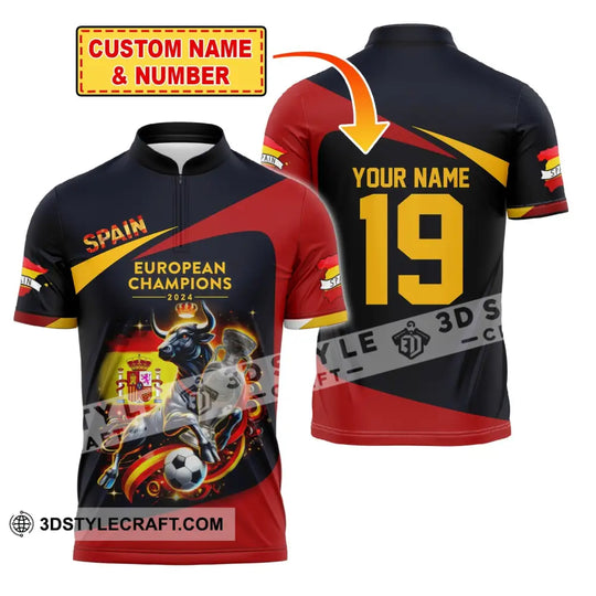 Unisex Shirt, Custom Name and Number Spain Football Shirt, Euro 2024 Shirt, Spain Football Polo Long Sleeve style option 2
