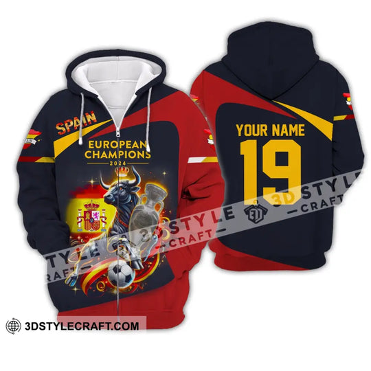 Unisex Shirt, Custom Name and Number Spain Football Shirt, Euro 2024 Shirt, Spain Football Polo Long Sleeve style option 4