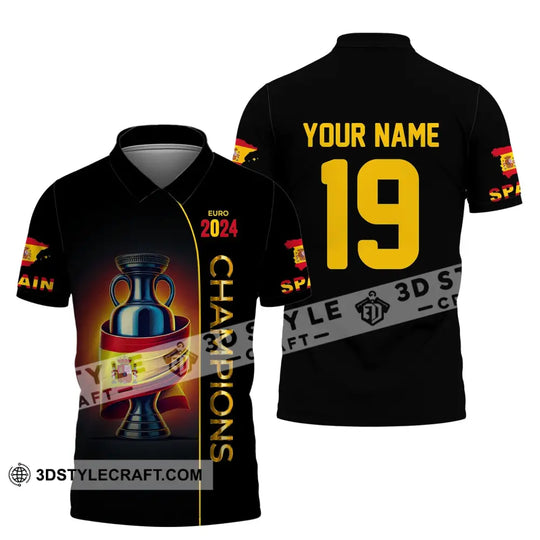 Unisex Shirt, Custom Name and Number Spain Football Polo Shirt, Euro 2024 Spain Football Hoodie Long Sleeve Shirt style option 4