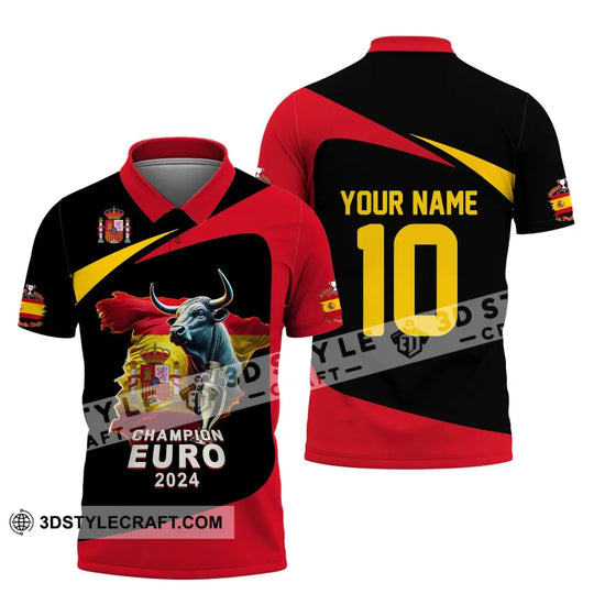 Unisex Shirt, Custom Name and Number Spain Football Polo Shirt, Euro 2024 Spain Football Hoodie Long Sleeve Shirt style option 4