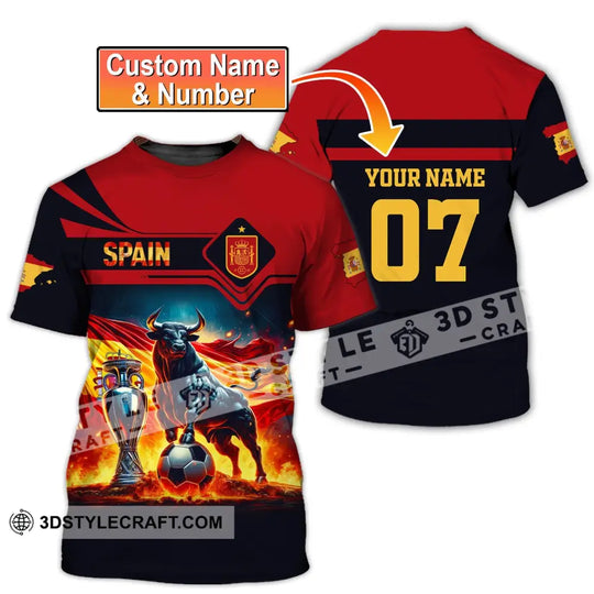 Unisex Shirt, Custom Name and Number Spain Football Polo Shirt, Euro 2024 Spain Football Hoodie Long Sleeve style option 1