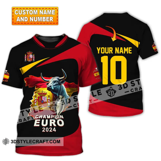 Unisex Shirt, Custom Name and Number Spain Football Polo Shirt, Euro 2024 Spain Football Hoodie Long Sleeve Shirt style option 1