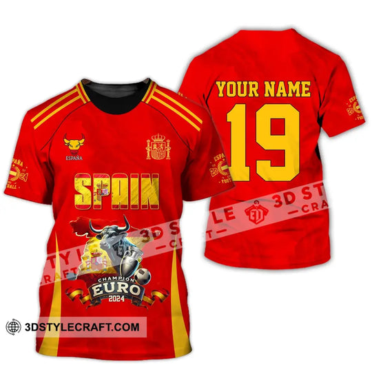 Unisex Shirt, Custom Name and Number Spain Football Polo Shirt, Euro 2024 Spain Football Hoodie Long Sleeve Shirt style option 2