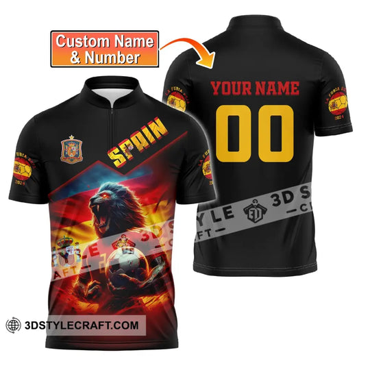 Unisex Shirt, Custom Name and Number Spain Football Shirt, UEFA Shirt, Spain Football Polo Long Sleeve style option 2