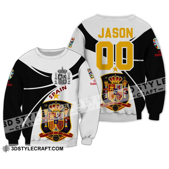 Unisex Shirt - Custom Name And Number Spain National Team Black And White Color Shirt style option 4