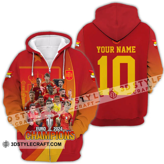 Unisex Shirt - Custom Name And Number Sport Shirt, Euro 2024 Champion Spain style option 4