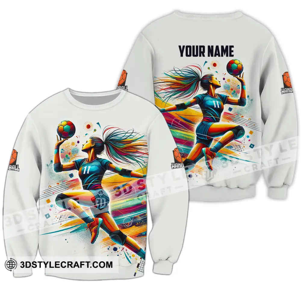 Unisex Shirt - Custom Name And Number Sport Handball Colors Long Sleeve / S T-Shirt