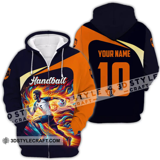 Unisex Shirt - Custom Name And Number Sport Shirt, Orange Handball style option 4