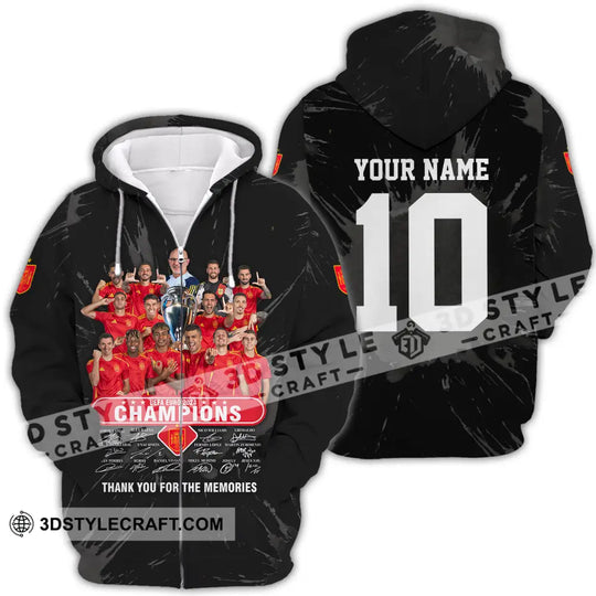 Unisex Shirt - Custom Name And Number Sport Shirt, Spain Euro 2024 Champion Signature style option 4