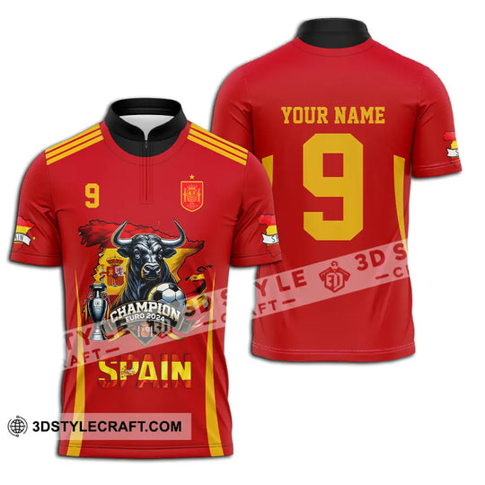 Unisex Shirt - Custom Name And Number Sport Shirt, Spain The Champion style option 2