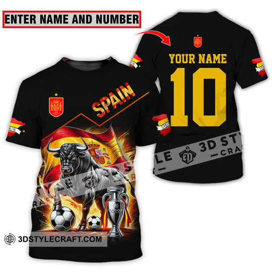 Unisex Shirt - Custom Name And Number Sport Shirt, Winner Spain Bull style option 1