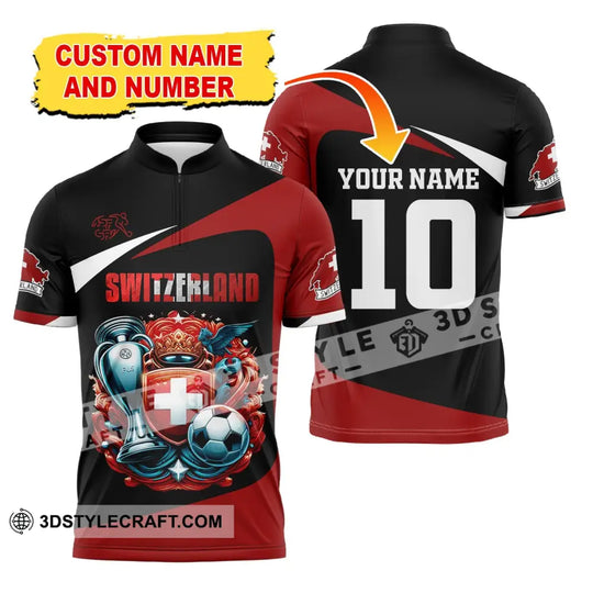 Unisex Shirt, Custom Name and Number Switzerland Football Shirt, Switzerland Football Polo Long Sleeve style option 3