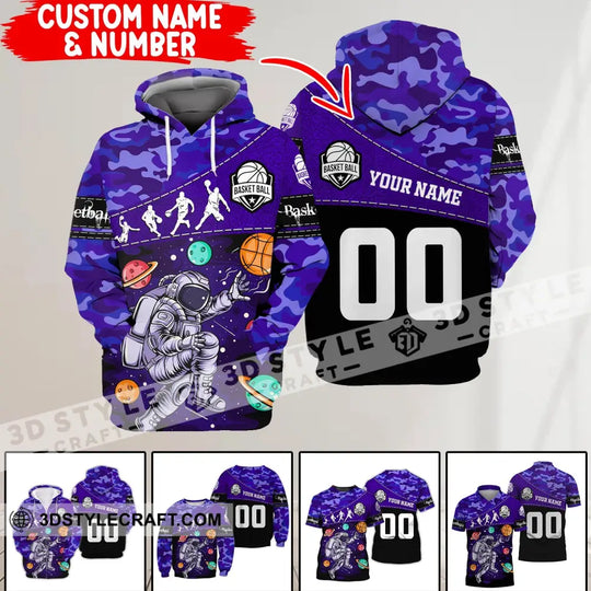 Unisex Shirt - Custom Name and Number T-Shirt - Basketball Astronaut - Basketball Universe style option 2