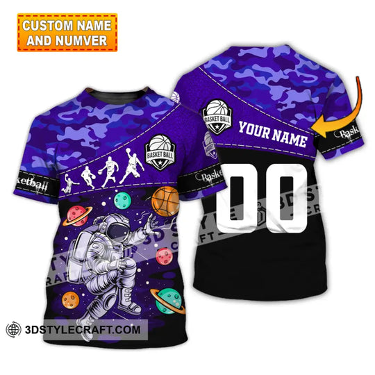 Unisex Shirt - Custom Name and Number T-Shirt - Basketball Astronaut - Basketball Universe style option 1
