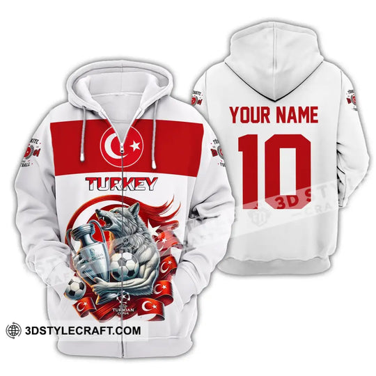 Unisex Shirt, Custom Name and Number Turkey Football Polo Shirt, Euro 2024 Turkey Football Hoodie Long Sleeve Shirt style option 4
