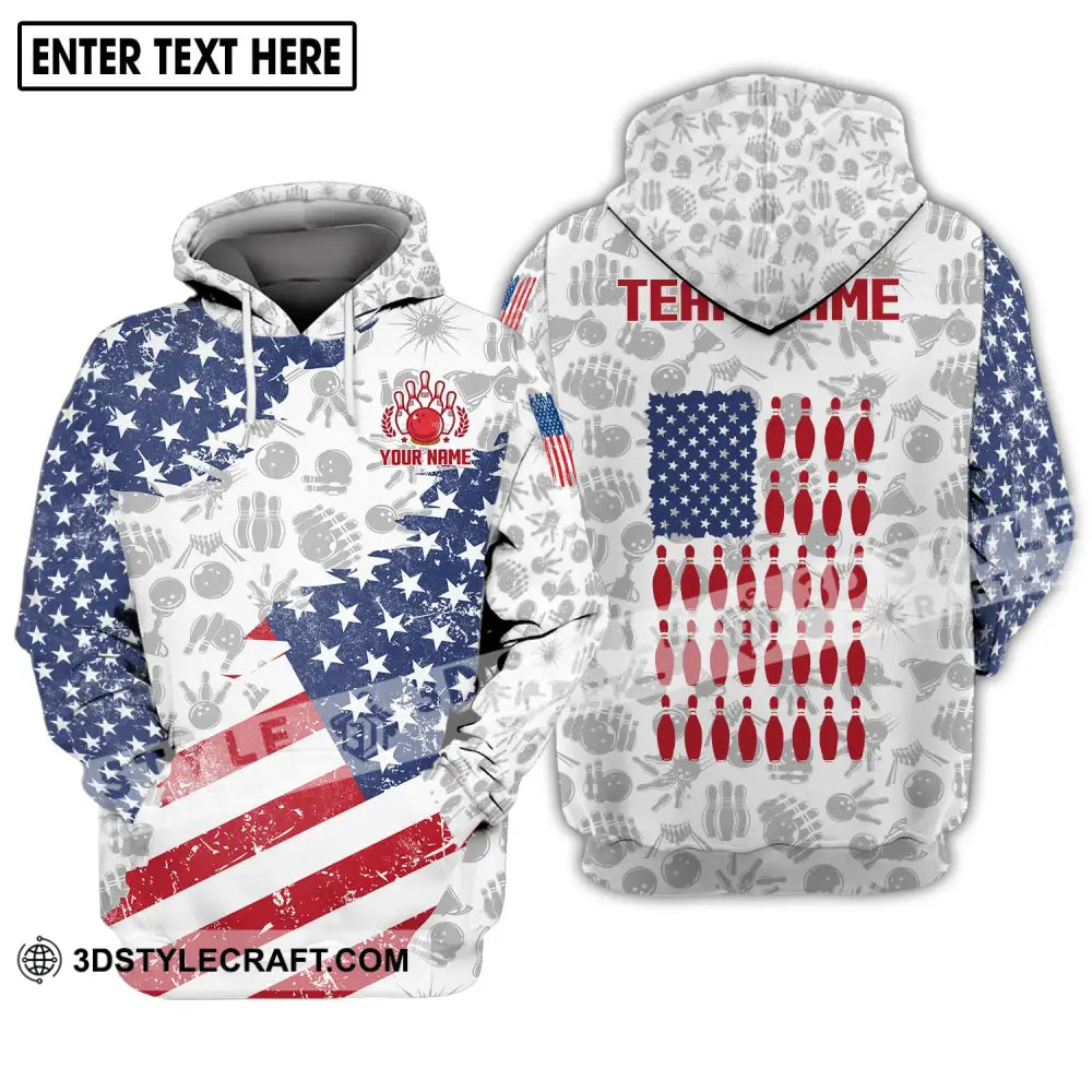 Unisex Shirt - Custom Name And Team America Bowling Lover Hoodie / S T-Shirt