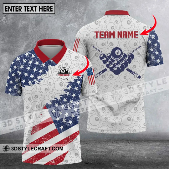 Unisex Shirt - Custom Name And Team Name Shirt, America Flag Billiard Balls Shirt style option 1