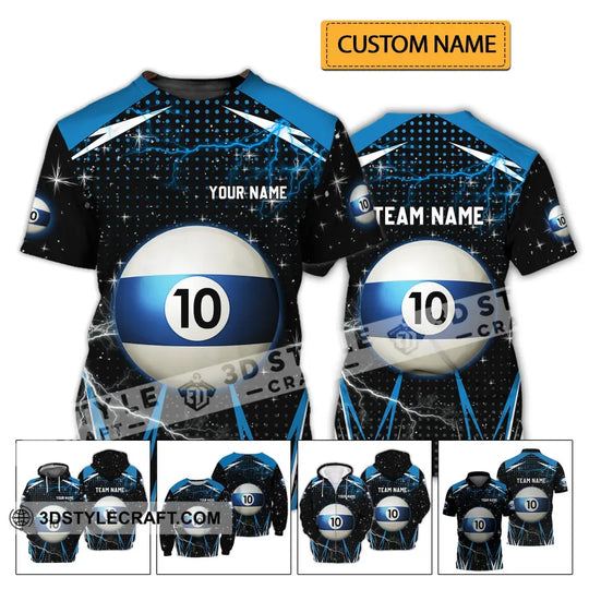Unisex Shirt - Custom Name And Team Name Shirt - Billiard Ball Number 10 style option 2