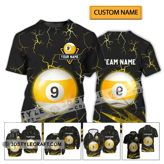 Unisex Shirt - Custom Name And Team Name Shirt - Billiard Ball Number 9 style option 2