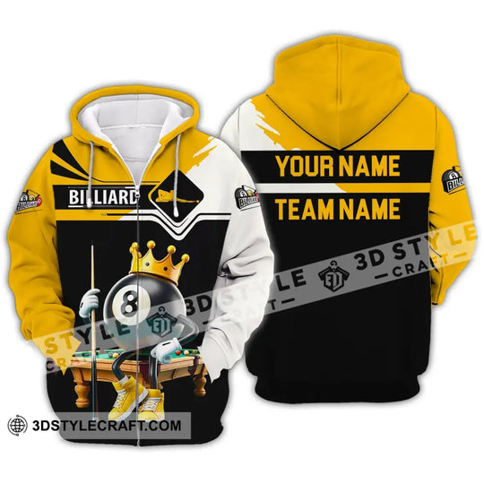 Unisex Shirt, Custom Name and Team Name Billiards Shirt, Billiards Polo Long Sleeve, Billiards Lover, Billiards T-Shirt style option 3