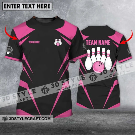 Unisex Shirt - Custom Name And Team Name Shirt, Black Pink Bowling Shirt style option 1