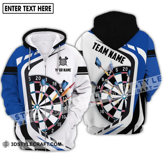Unisex Shirt - Custom Name And Team Name Shirt, Black White And Blue Color Darts Lover Shirt style option 2