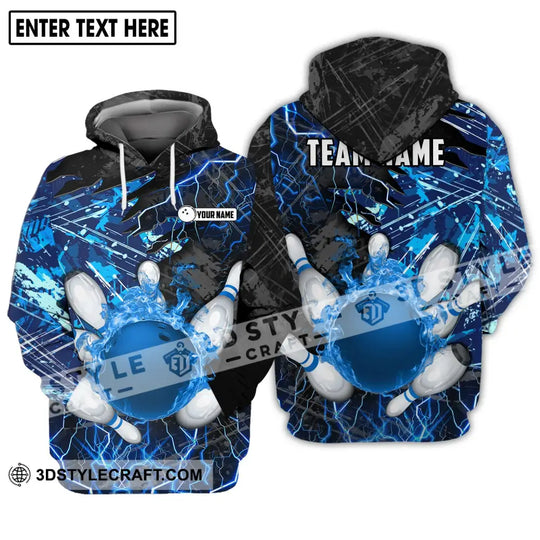 Unisex Shirt - Custom Name And Team Name Shirt, Blue Lightning Bowling Shirt style option 3