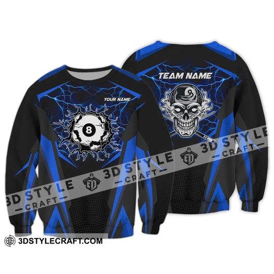 Unisex Shirt - Custom Name And Team Name Shirt, Blue Skull Billiard Ball style option 4
