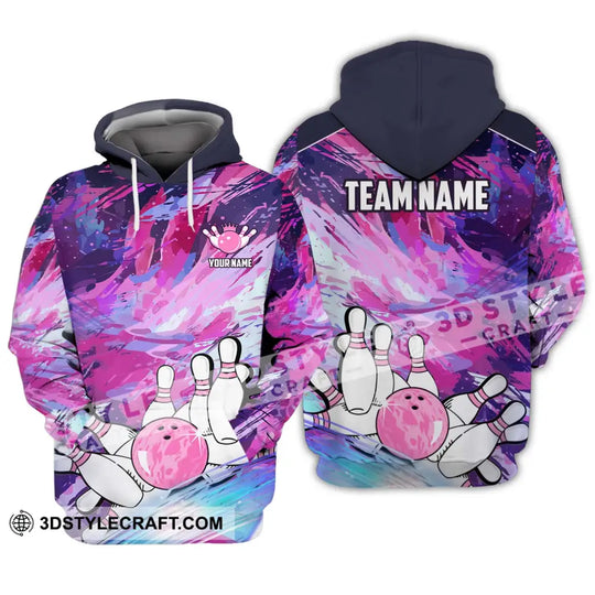 Unisex Shirt - Custom Name And Team Name Shirt, Bowling Colorful Line Shirt style option 3