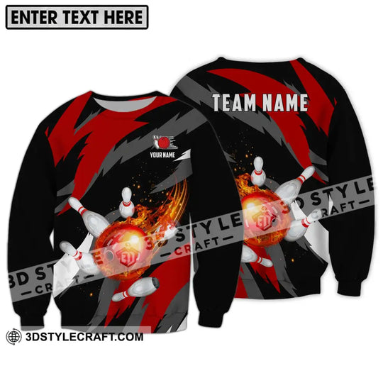 Unisex Shirt - Custom Name And Team Name Bowling Lover Shirt, Fire Bowling Ball style option 4