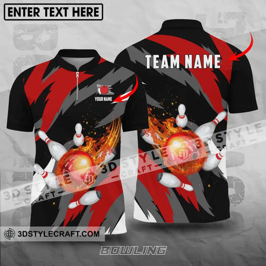 Unisex Shirt - Custom Name And Team Name Bowling Lover Shirt, Fire Bowling Ball style option 1