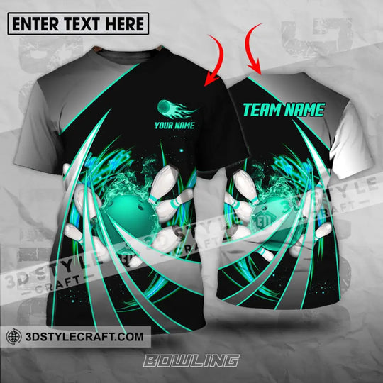 Unisex Shirt - Custom Name And Team Name Bowling Lover Shirt, Bowling Neon style option 1
