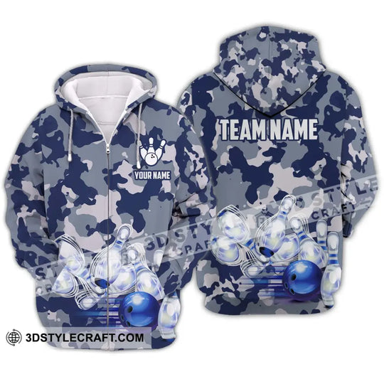 Unisex Shirt - Custom Name And Team Name Shirt, Bowling Navy Pins Shirt style option 2