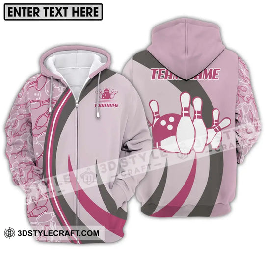 Unisex Shirt - Custom Name And Team Name Bowling Shirt, Pink Bowling style option 2