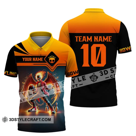 Unisex Shirt, Custom Name and Team Name Bowling Shirt, Bowling Polo Long Sleeve, Bowling Love T-Shirt style option 4