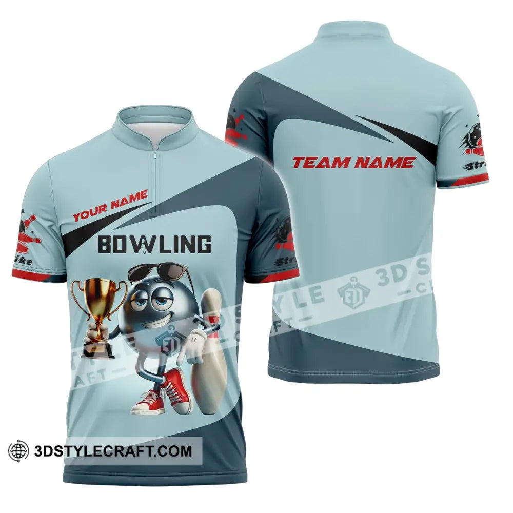 Unisex Shirt Custom Name And Team Bowling Polo Long Sleeve Love T-Shirt Zipper / S T-Shirt
