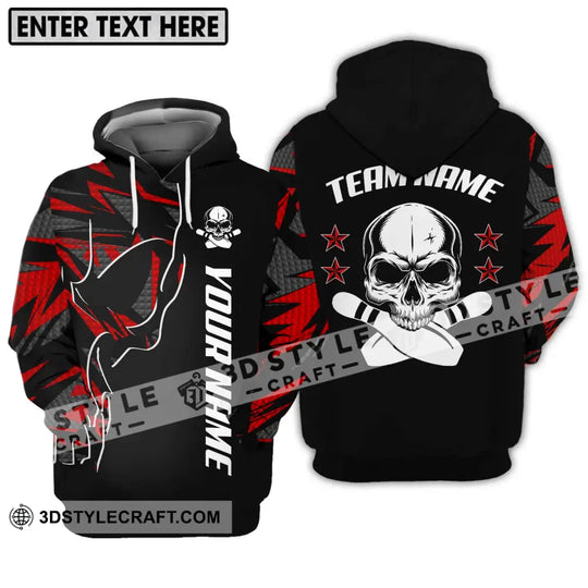 Unisex Shirt - Custom Name And Team Name Bowling Shirt, Skull And Pins style option 3