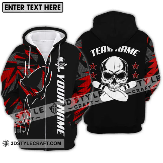 Unisex Shirt - Custom Name And Team Name Bowling Shirt, Skull And Pins style option 2