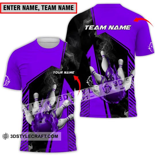 Unisex Shirt - Custom Name And Team Name Bowling Sport Shirt, Purple Ball style option 1
