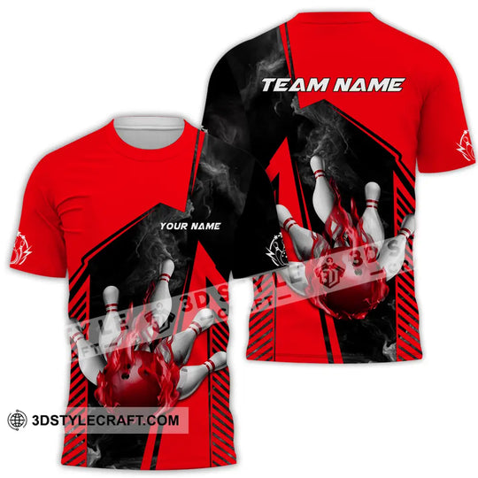 Unisex Shirt - Custom Name And Team Name Bowling Sport Shirt, Red Ball style option 2
