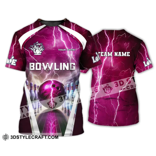 Unisex Shirt, Custom Name and Team Name Bowling Zip Polo Shirt, Shirt for Bowling Player, Bowling T-shirt style option 2