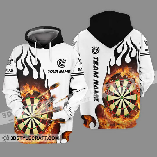 Unisex Shirt - Custom Name And Team Name Darts Shirt, Fire Dartboard style option 3