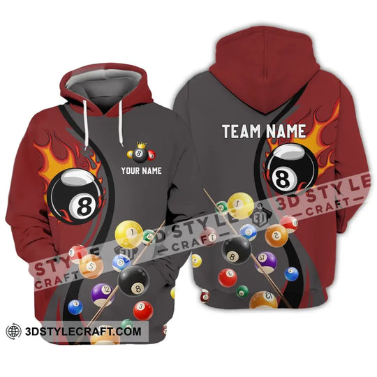 Unisex Shirt - Custom Name And Team Name Shirt - Fire Billiard Ball Shirt For Billiard Lover style option 3