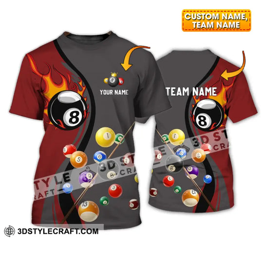 Unisex Shirt - Custom Name And Team Name Shirt - Fire Billiard Ball Shirt For Billiard Lover style option 1